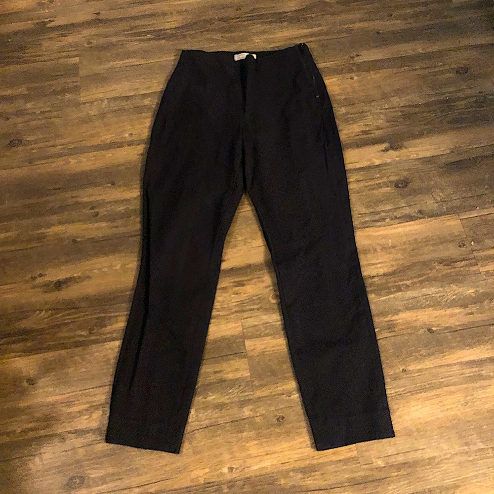 Everlane stretch cotton side zip black cropped pants sz 4